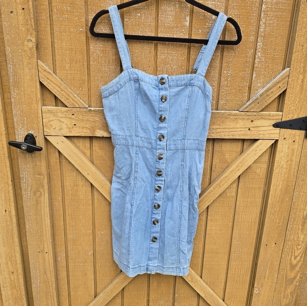 Light Blue Button-Down Denim Dress